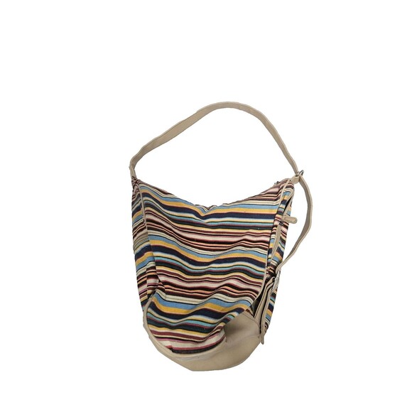 Women's Genuine Classic Shoulder Tote Bag Fabric + Faux Leather Pockets Braiding - Picture 1 of 11